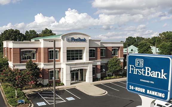 Aerial shot of exterior of FirstBank building