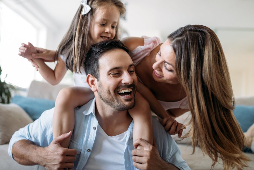 Family laughing together