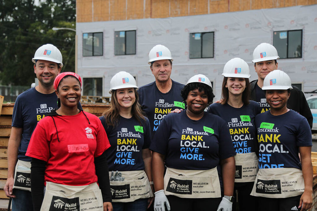 FirstBank associates volunteering at Habitat for Humanity build