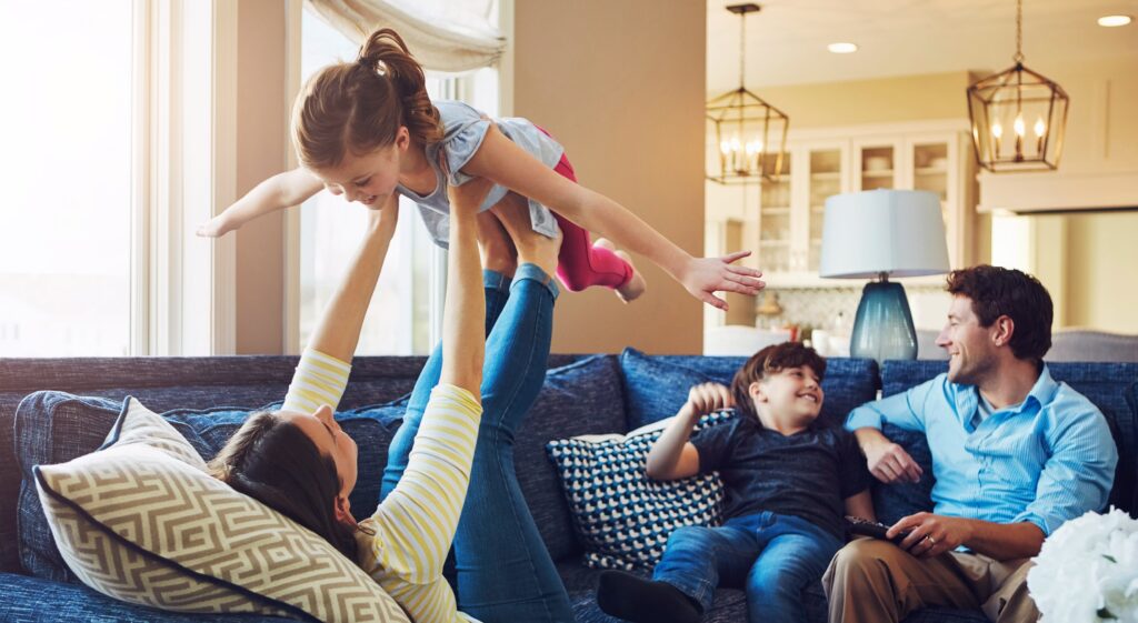 Family in living room together